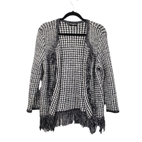 Karl Lagerfeld Black and White Open Front Blazer with Fringes Size Small - Picture 11 of 11